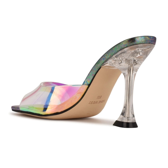 Wondrous Nine West Iridescent Heeled Slide Sandals - Size 7 - Picture 8 of 8